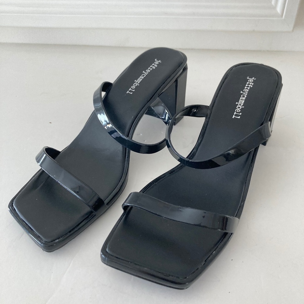 NWOT Jeffery Campbell Free People Maisie Black Plastic Heels Sz 9/40